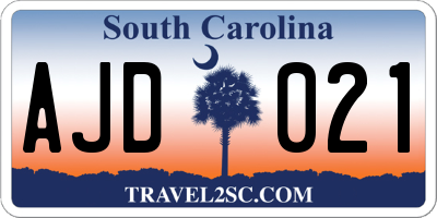 SC license plate AJD021