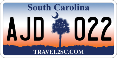 SC license plate AJD022