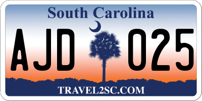 SC license plate AJD025