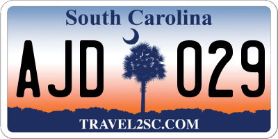 SC license plate AJD029