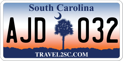 SC license plate AJD032