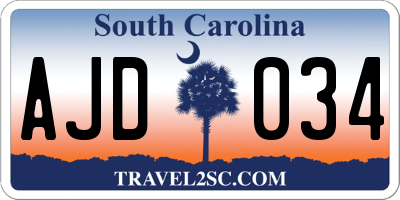 SC license plate AJD034