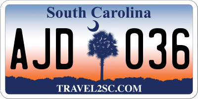 SC license plate AJD036