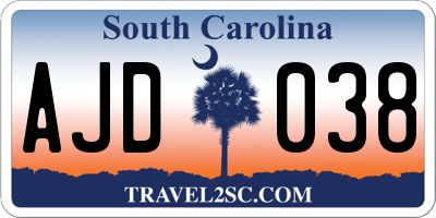 SC license plate AJD038