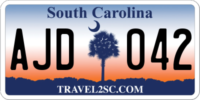 SC license plate AJD042