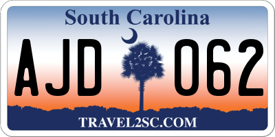 SC license plate AJD062