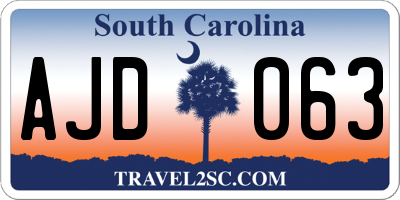 SC license plate AJD063