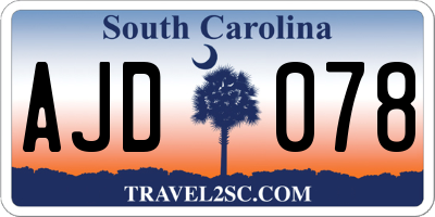 SC license plate AJD078