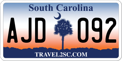 SC license plate AJD092
