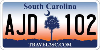 SC license plate AJD102