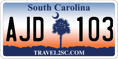 SC license plate AJD103