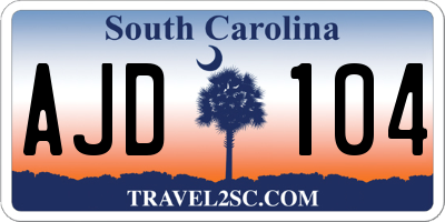 SC license plate AJD104