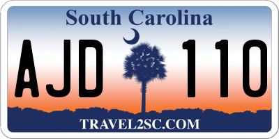 SC license plate AJD110