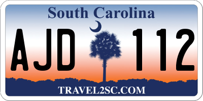 SC license plate AJD112