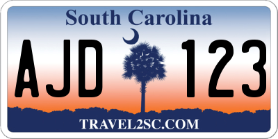 SC license plate AJD123
