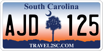 SC license plate AJD125