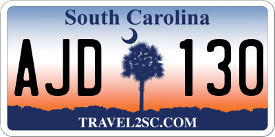 SC license plate AJD130