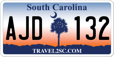 SC license plate AJD132