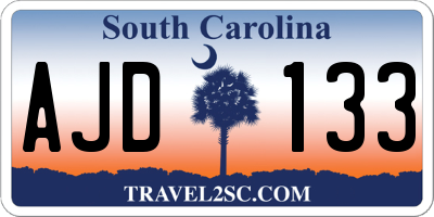 SC license plate AJD133