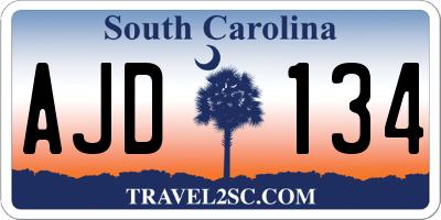 SC license plate AJD134
