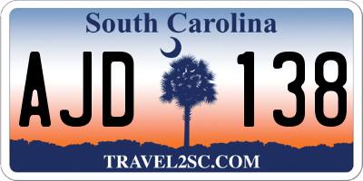 SC license plate AJD138