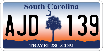 SC license plate AJD139