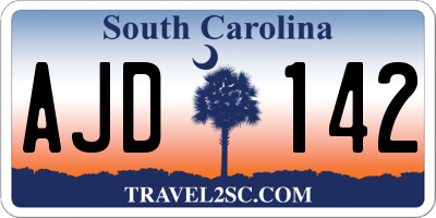 SC license plate AJD142