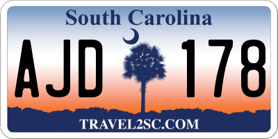 SC license plate AJD178