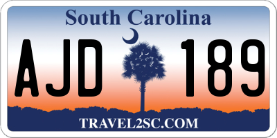 SC license plate AJD189