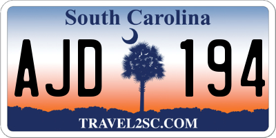SC license plate AJD194