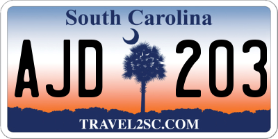 SC license plate AJD203