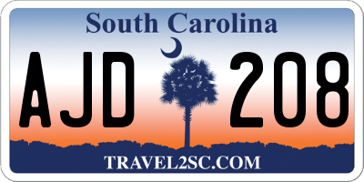 SC license plate AJD208