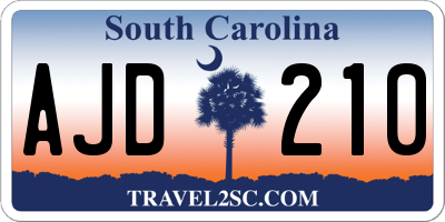 SC license plate AJD210