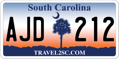 SC license plate AJD212