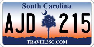 SC license plate AJD215