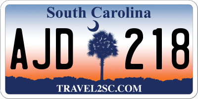 SC license plate AJD218