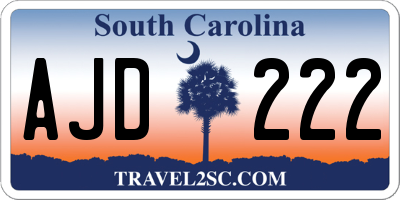 SC license plate AJD222