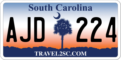 SC license plate AJD224