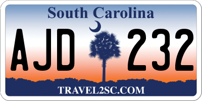 SC license plate AJD232