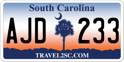 SC license plate AJD233