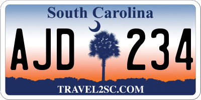 SC license plate AJD234