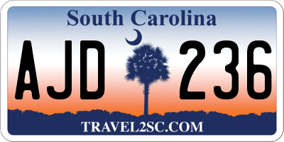SC license plate AJD236