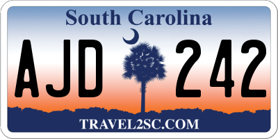SC license plate AJD242