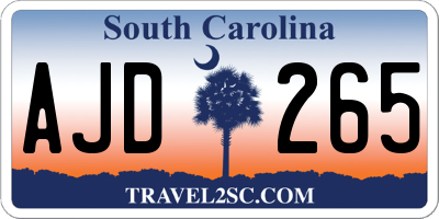 SC license plate AJD265