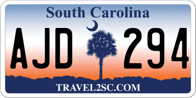 SC license plate AJD294