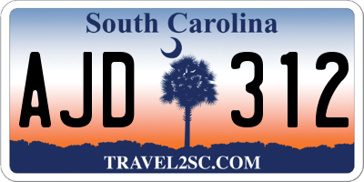 SC license plate AJD312