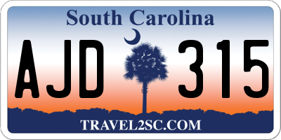 SC license plate AJD315