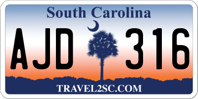 SC license plate AJD316