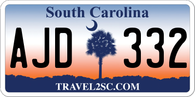 SC license plate AJD332
