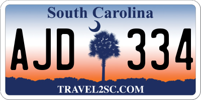 SC license plate AJD334